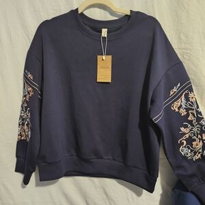 Embroidered Navy Sweatshirt